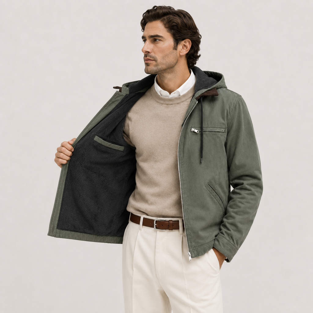 Fleece-Lined Hooded Jacket