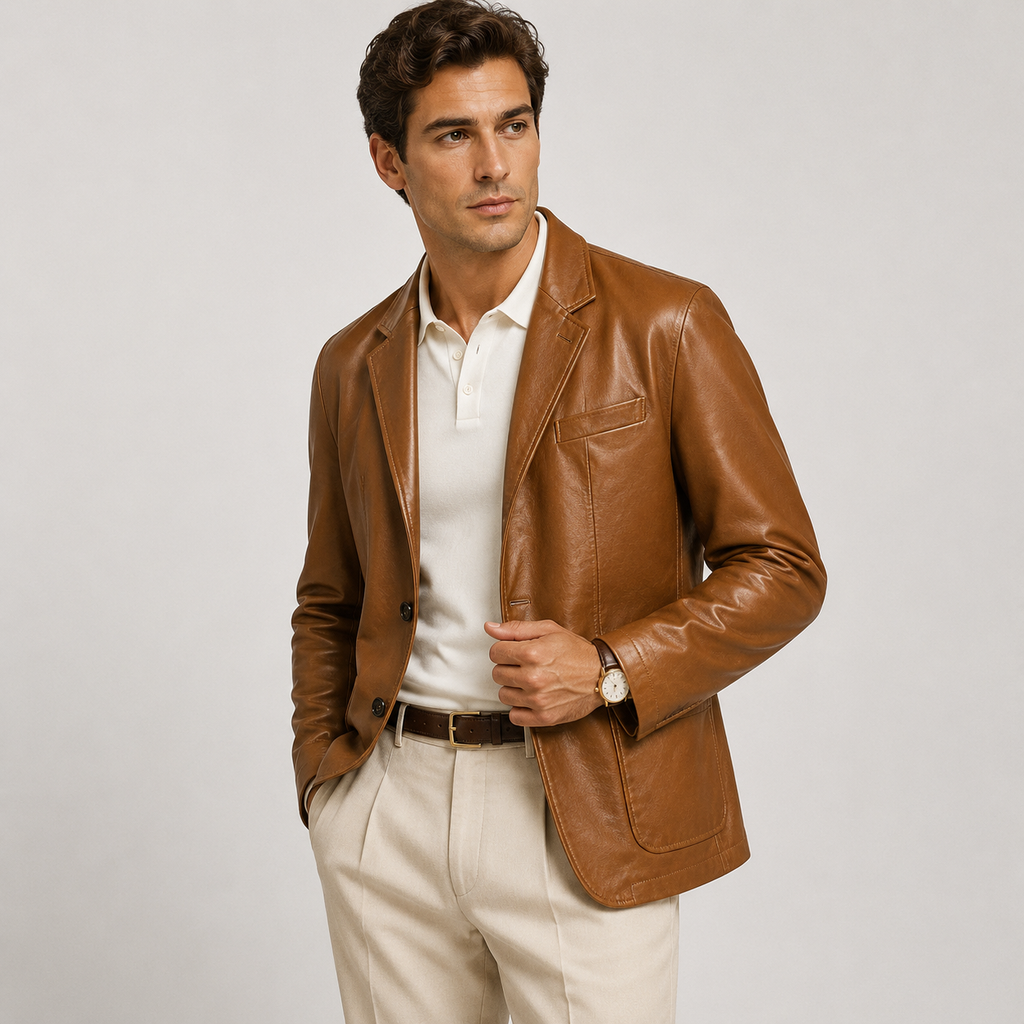 Leather-Look Blazer Jacket