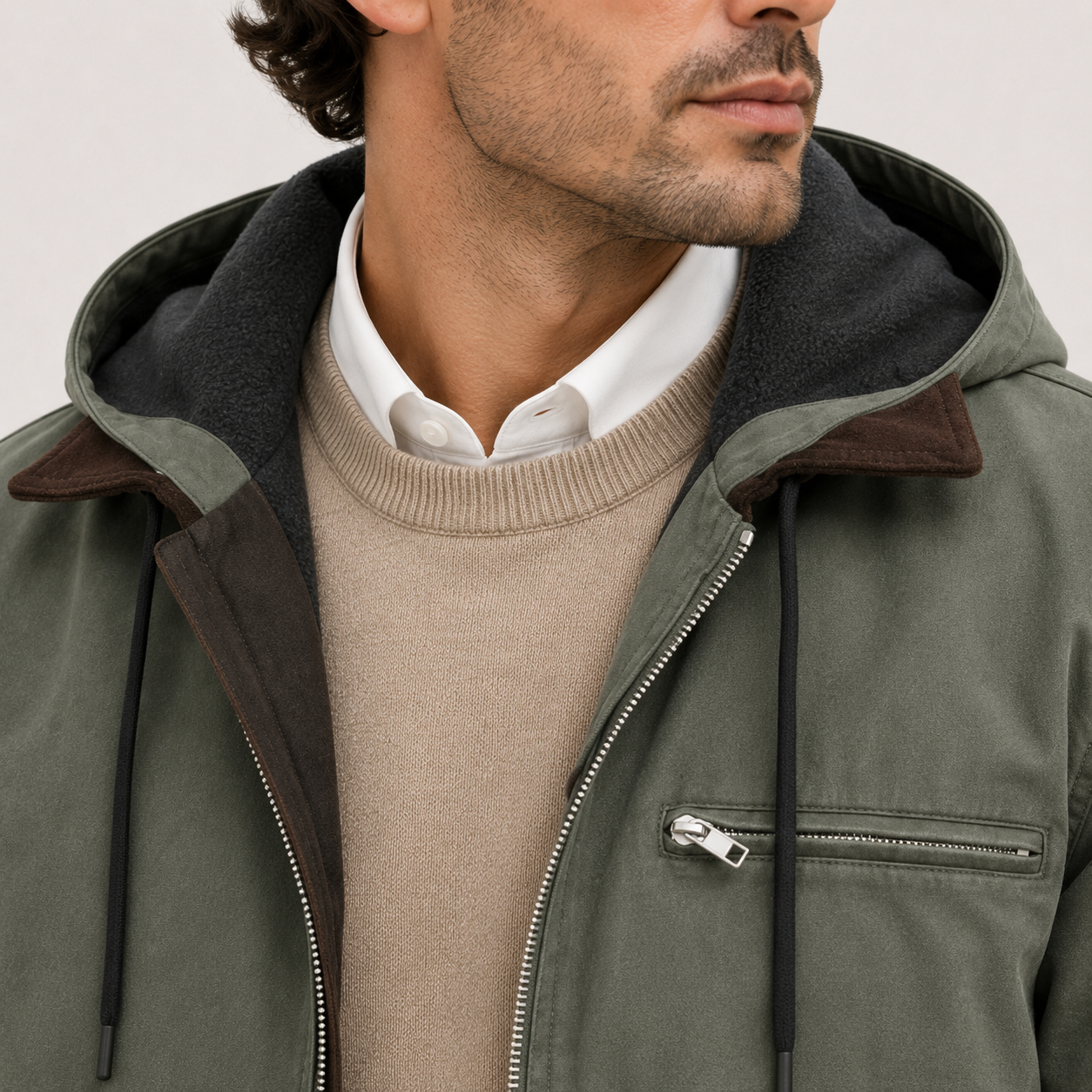 Fleece-Lined Hooded Jacket