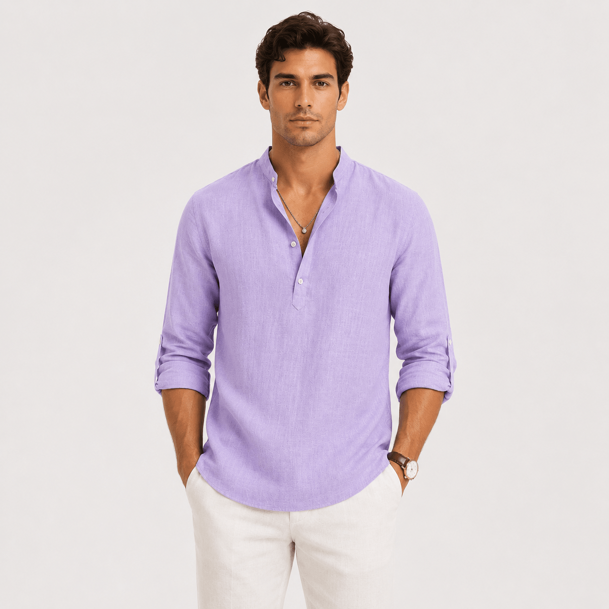 Casual Long Sleeve Henley Shirt Lightweight - Secranzo