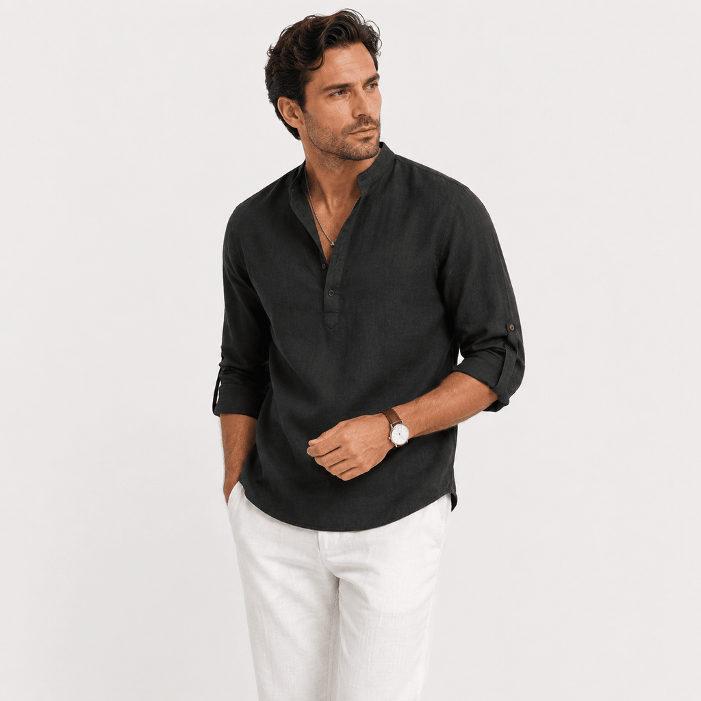 Casual Long Sleeve Henley Shirt Lightweight - Secranzo