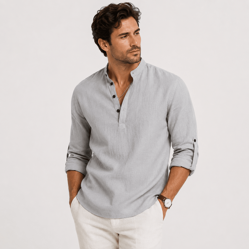 Casual Long Sleeve Henley Shirt Lightweight - Secranzo