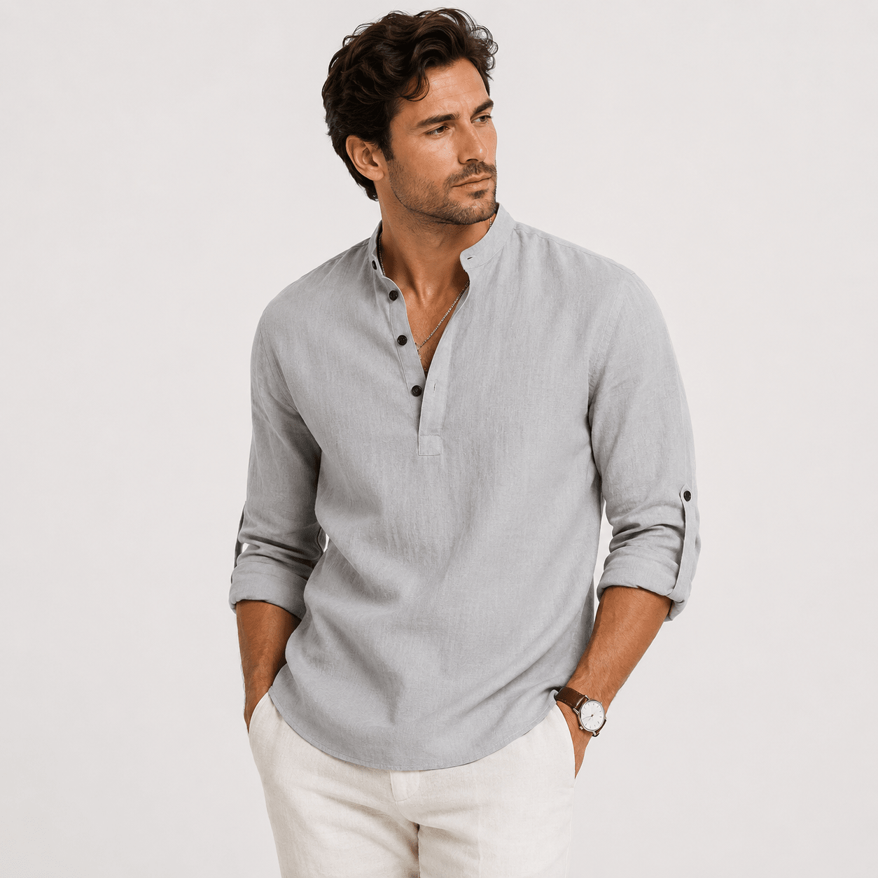 Casual Long Sleeve Henley Shirt Lightweight - Secranzo