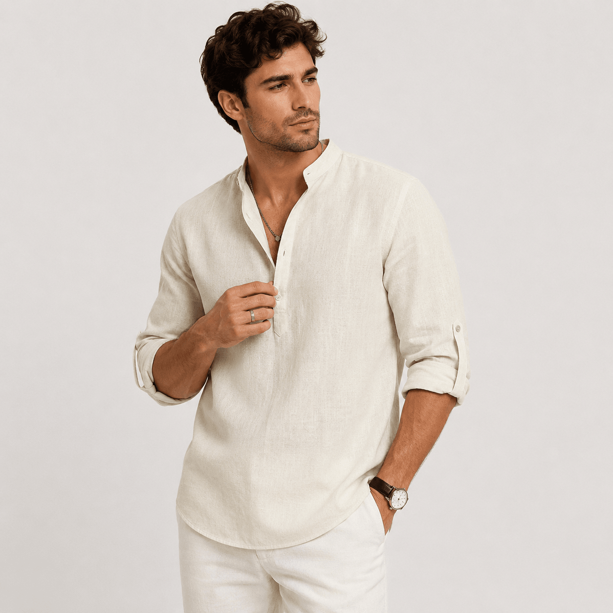 Casual Long Sleeve Henley Shirt Lightweight - Secranzo