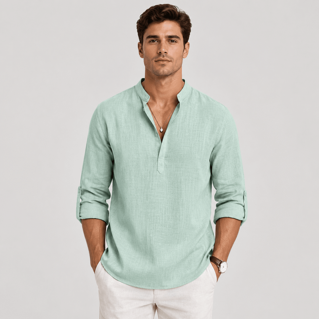 Casual Long Sleeve Henley Shirt Lightweight - Secranzo