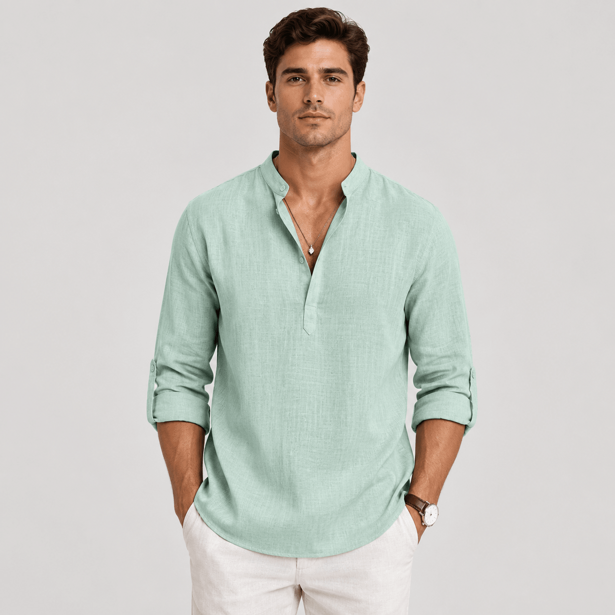 Casual Long Sleeve Henley Shirt Lightweight - Secranzo