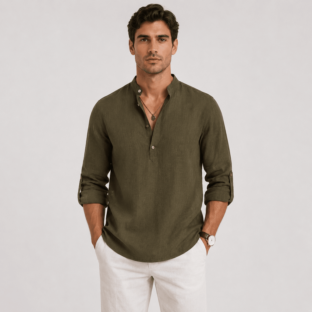 Casual Long Sleeve Henley Shirt Lightweight - Secranzo