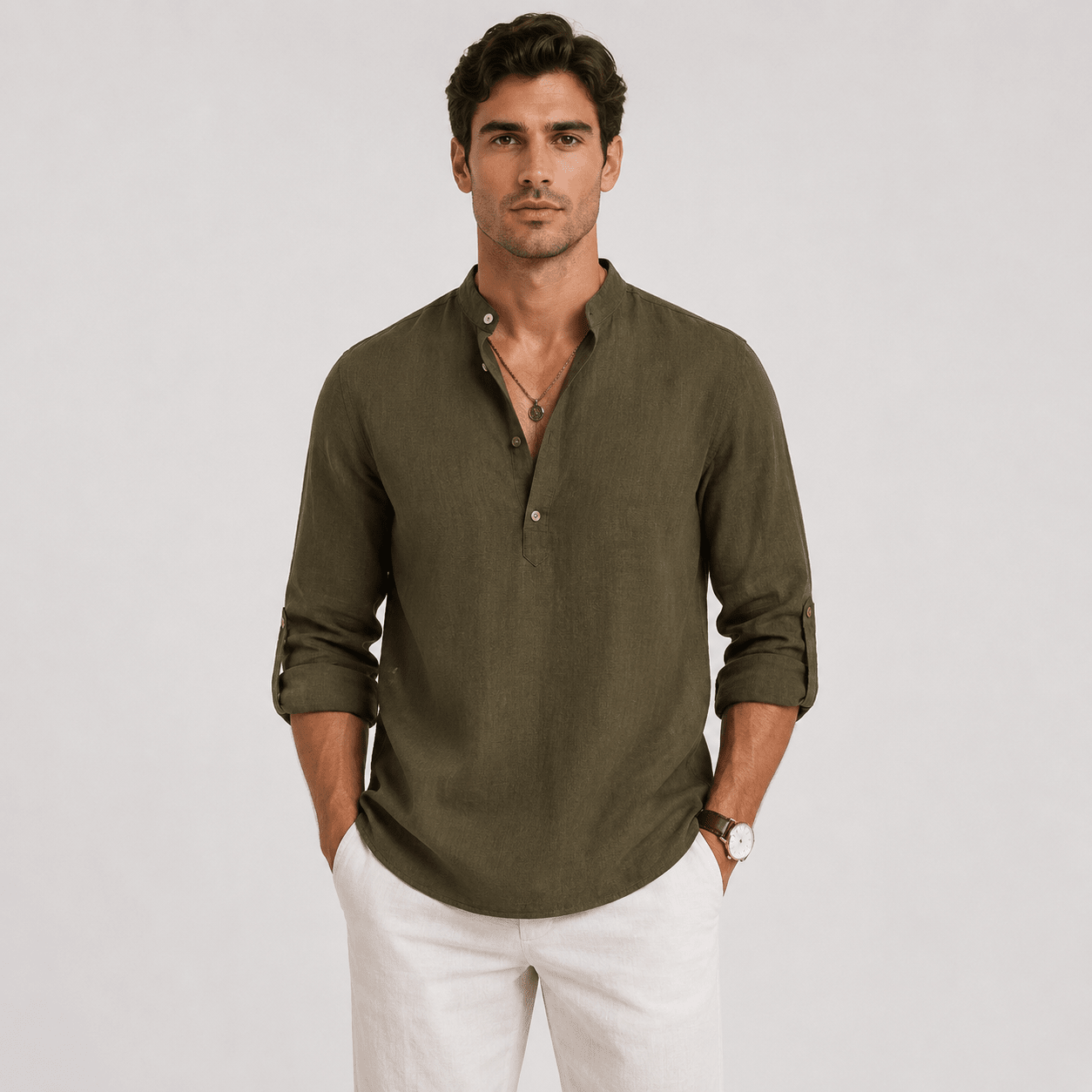Casual Long Sleeve Henley Shirt Lightweight - Secranzo