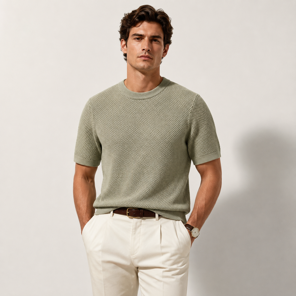 Textured Knit Crewneck Tee