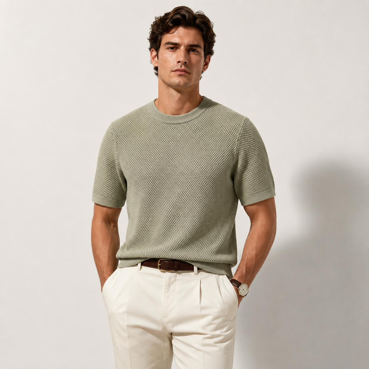 Textured Knit Crewneck Tee