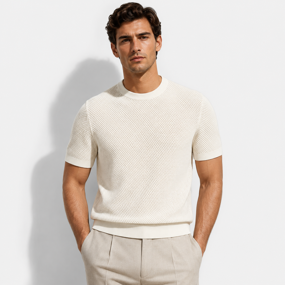Textured Knit Crewneck Tee