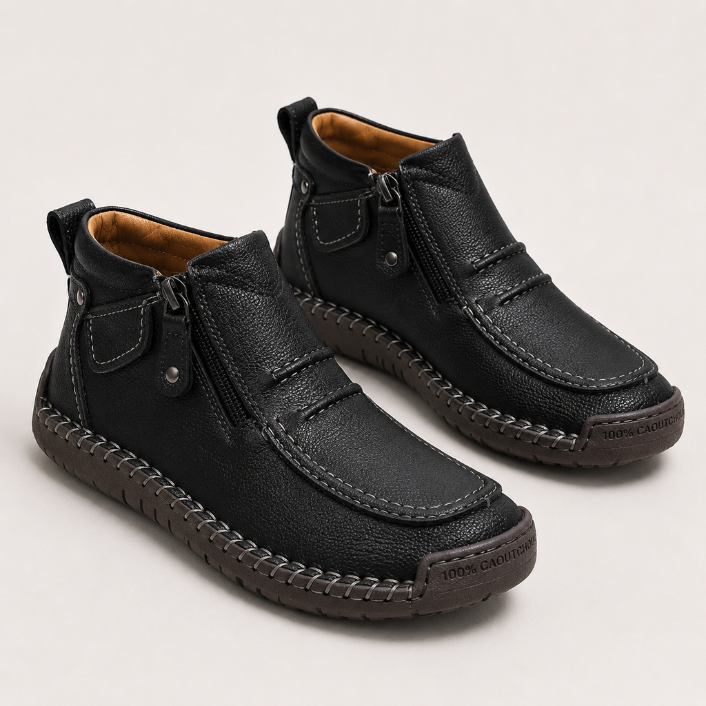 Side-Zip Leather-Look Slip-Ons