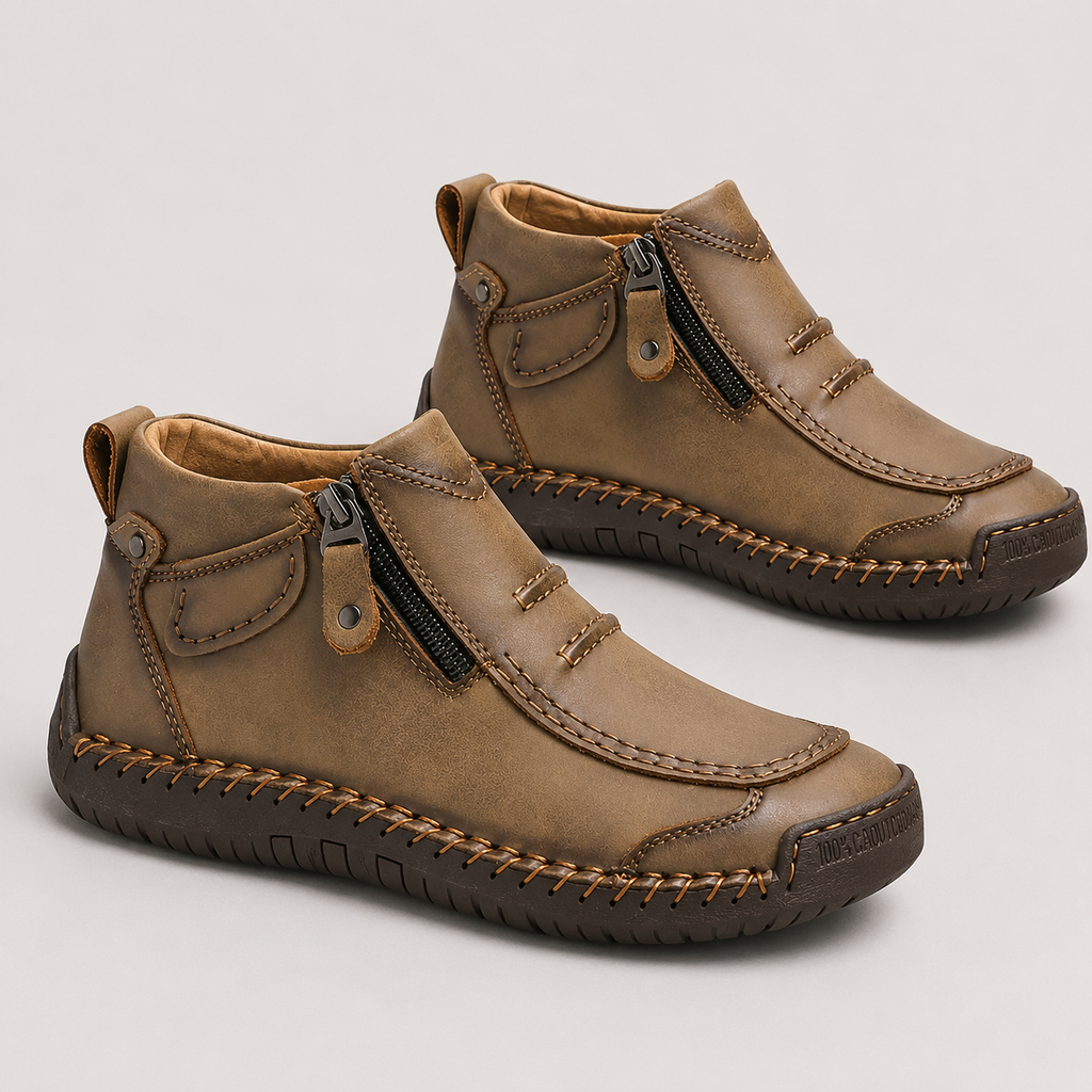 Side-Zip Leather-Look Slip-Ons