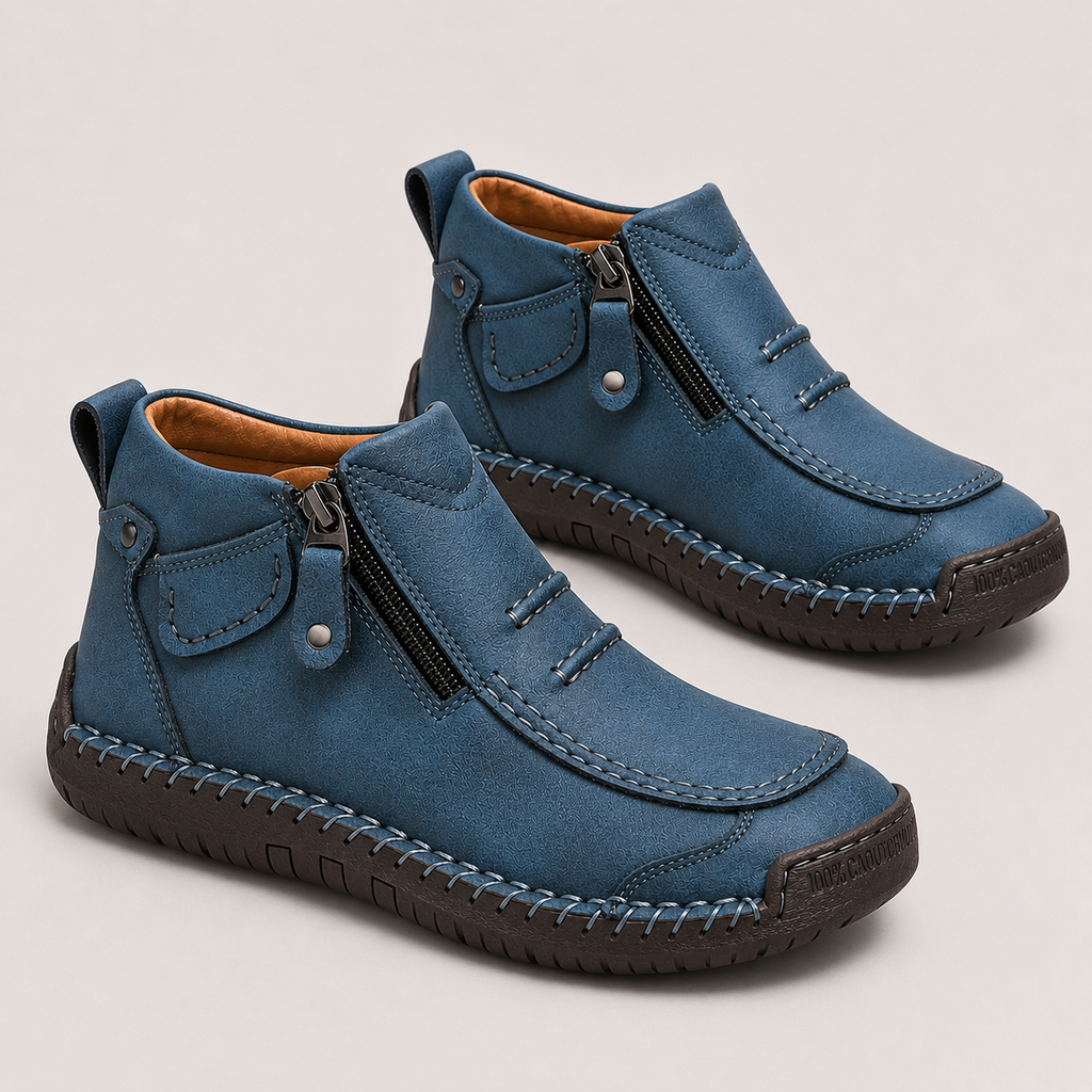 Side-Zip Leather-Look Slip-Ons
