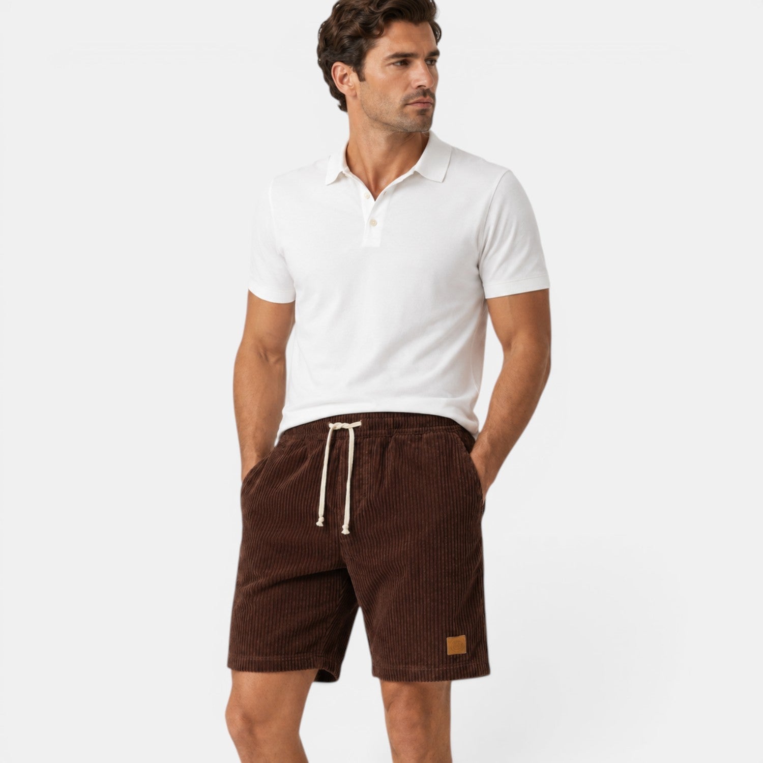 Soft Corduroy Drawstring Shorts
