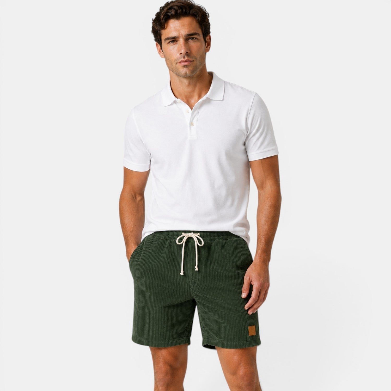 Soft Corduroy Drawstring Shorts