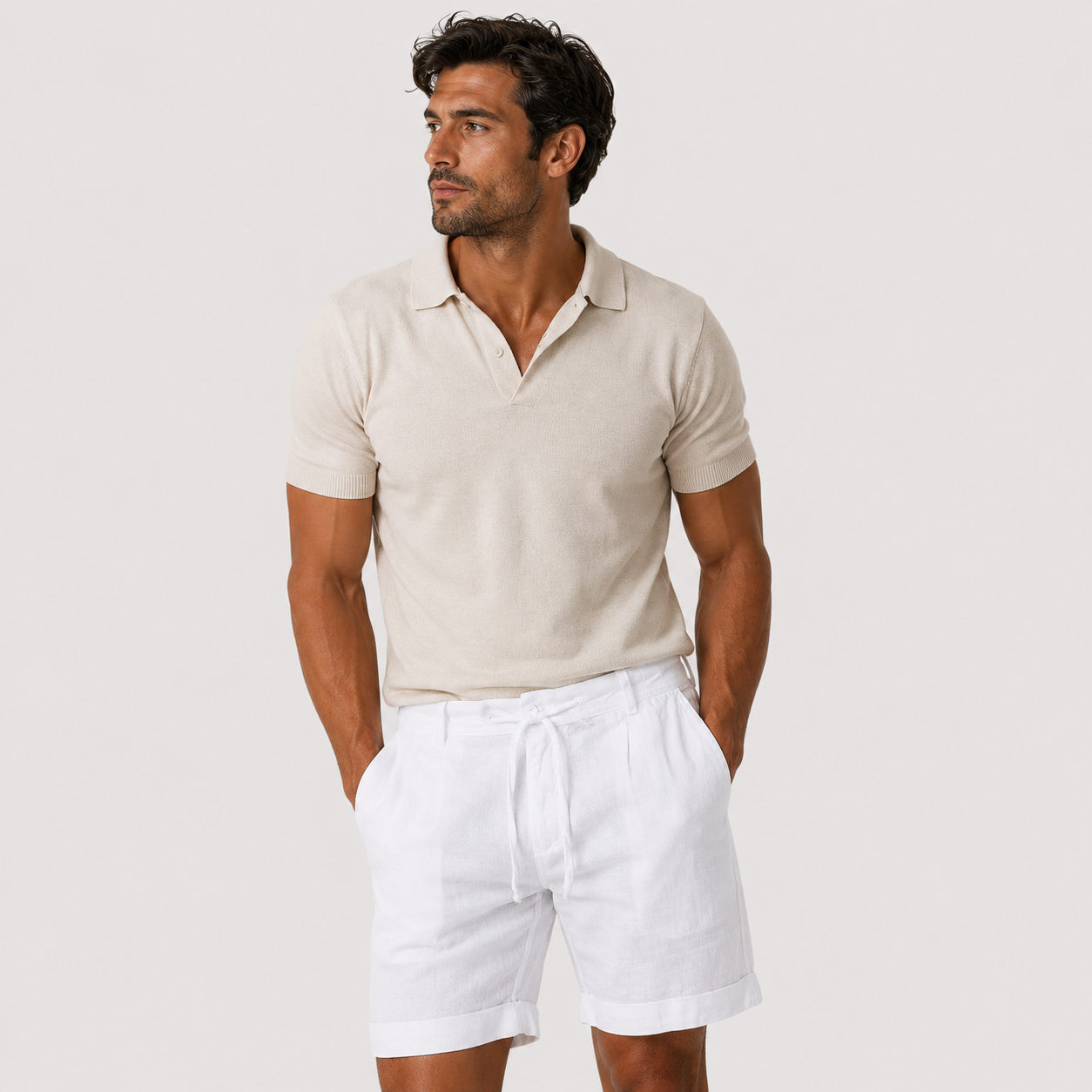 Linen Blend Tailored Shorts