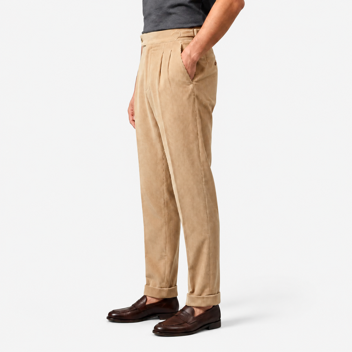 Pleated Corduroy Trousers
