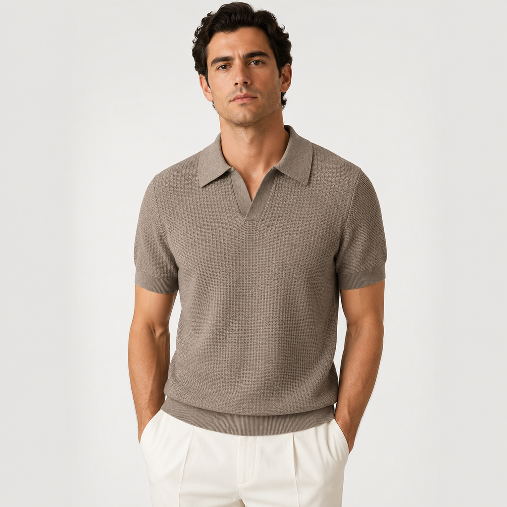 Textured Knit Polo Shirt