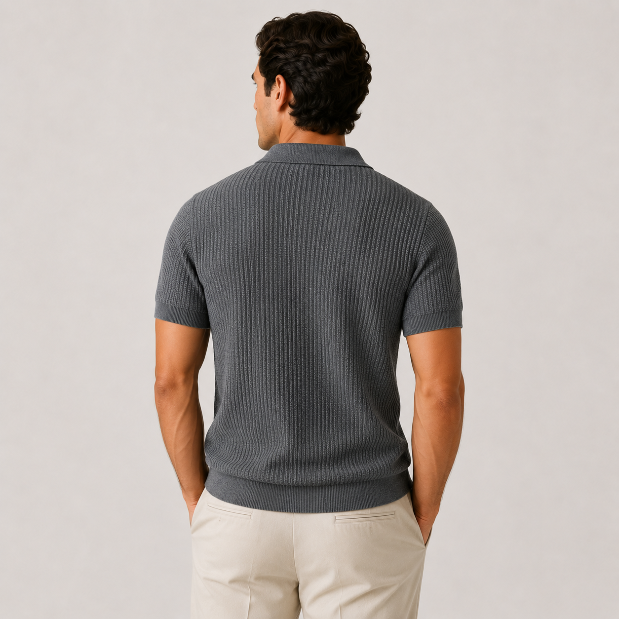 Textured Knit Polo Shirt