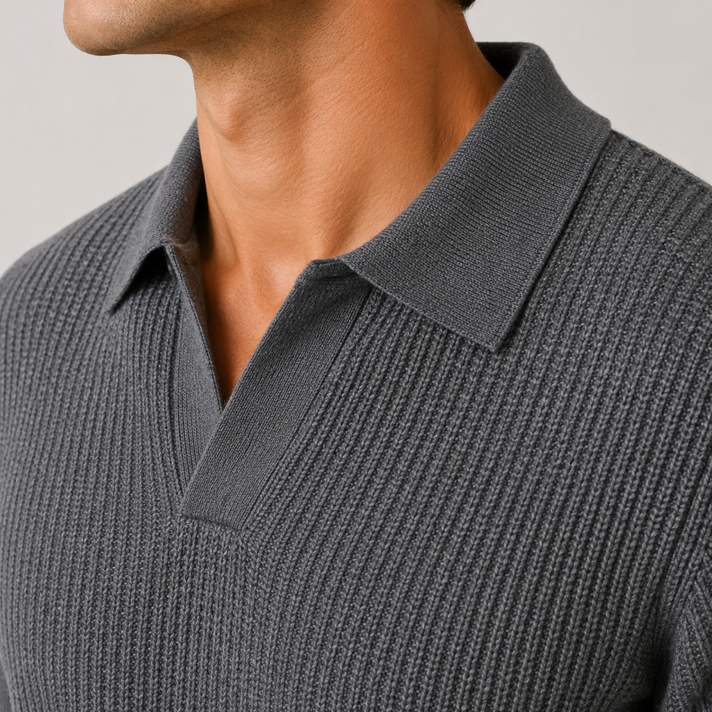 Textured Knit Polo Shirt