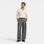 Wide-Leg Pleated Trousers