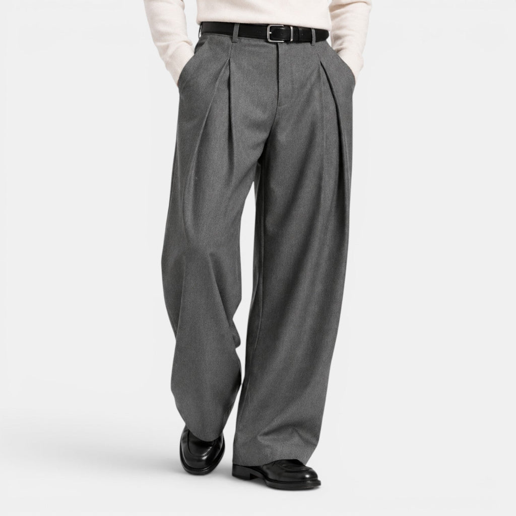 Wide-Leg Pleated Trousers