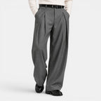 Wide-Leg Pleated Trousers