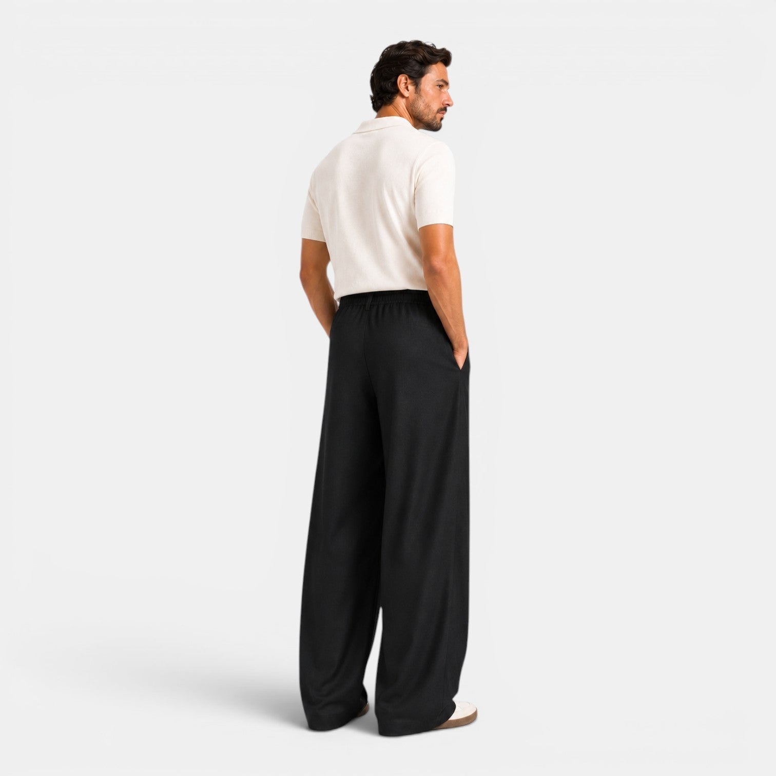 Wide-Leg Pleated Trousers
