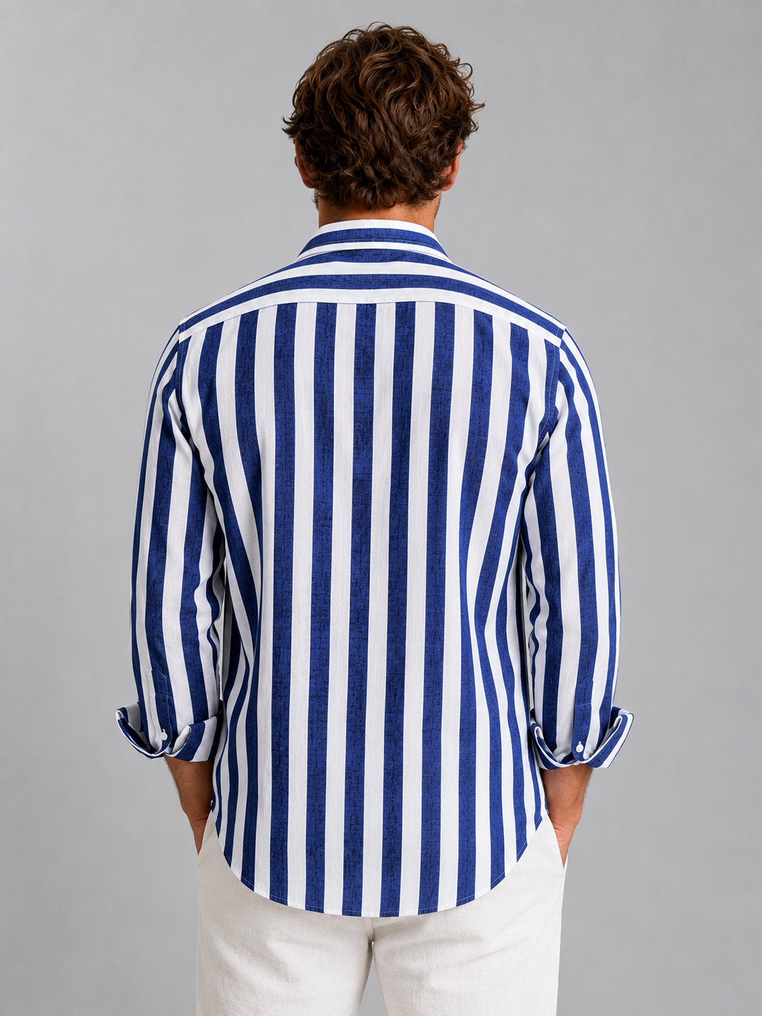 Striped Linen-Look Summer Shirt