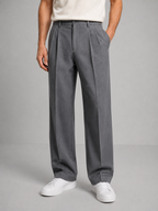 Pleated Straight-Leg Trousers