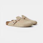 Suede Clogs with Cork Footbed