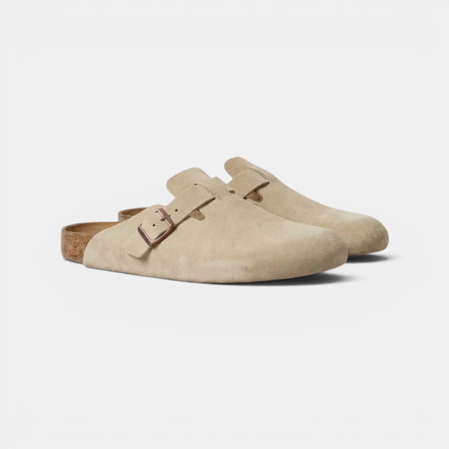 Suede Clogs with Cork Footbed