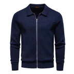 Zip-Up Cotton Knit Cardigan