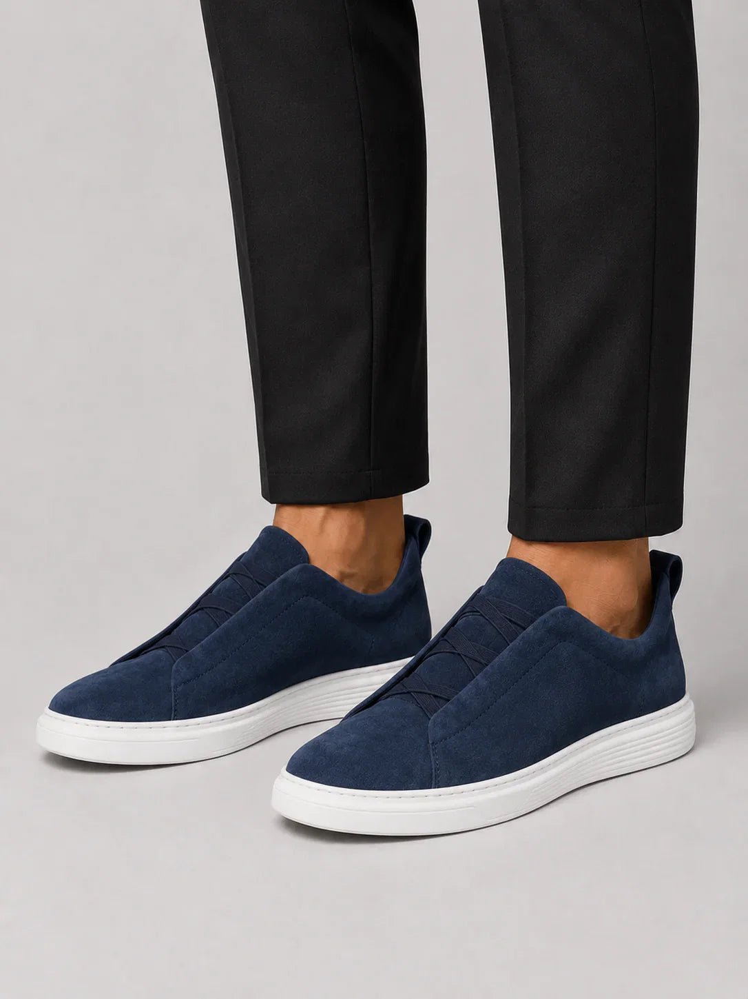 Suede Slip-On Sneakers – Men's Laceless Low-Top Shoes - Secranzo