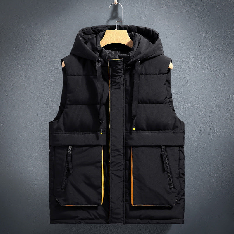 Hooded Quilted Vest with Zip Pockets