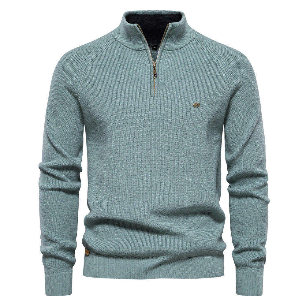 Cotton-Blend Crew Neck Sweater