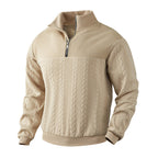 Cable Knit Quarter Zip Wool Sweater
