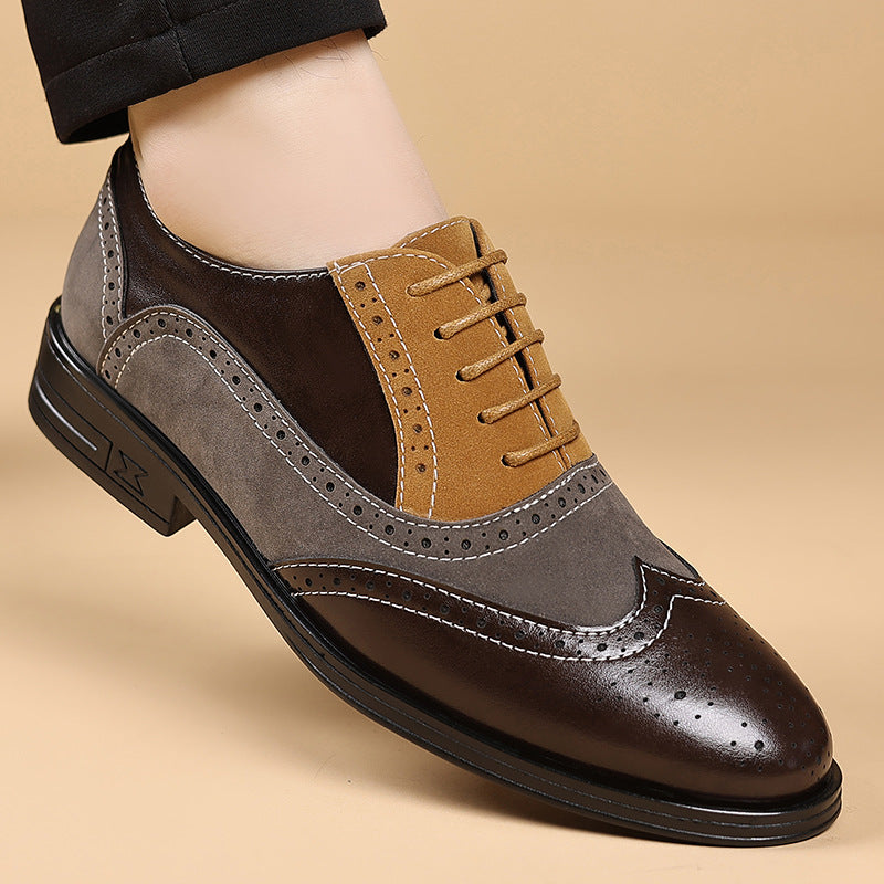 Leather and Suede Wingtip Brogue