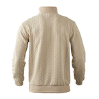 Cable Knit Quarter Zip Wool Sweater