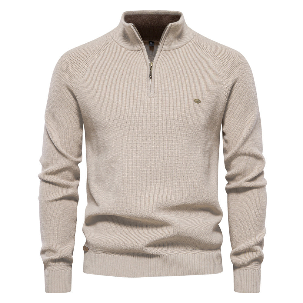 Cotton-Blend Crew Neck Sweater