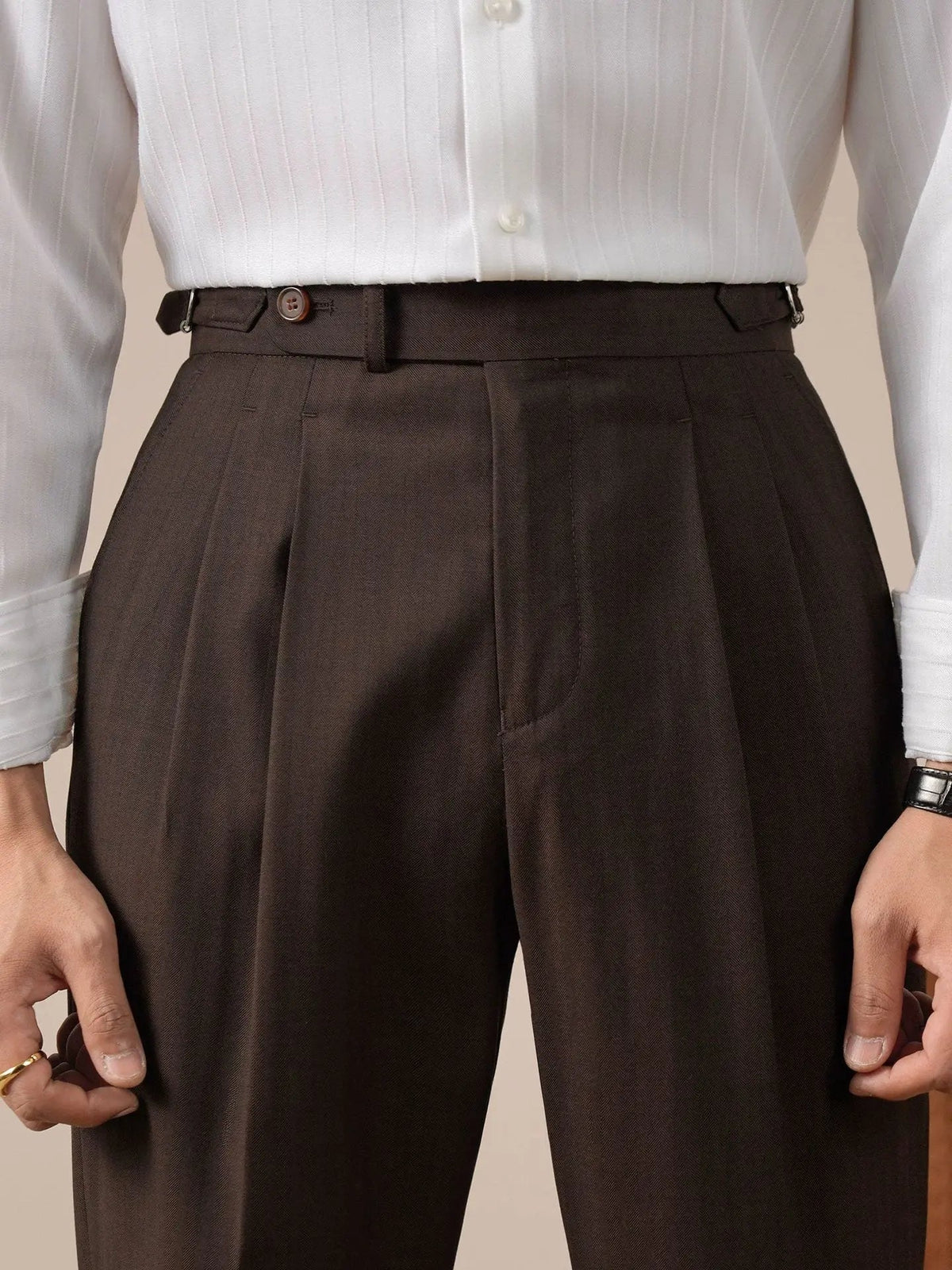Pleated High-Rise Suit Trousers