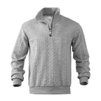 Cable Knit Quarter Zip Wool Sweater