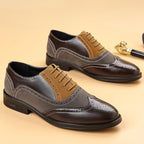 Leather and Suede Wingtip Brogue