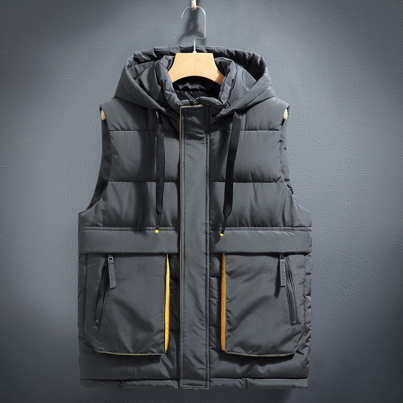 Hooded Quilted Vest with Zip Pockets