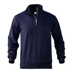Cable Knit Quarter Zip Wool Sweater