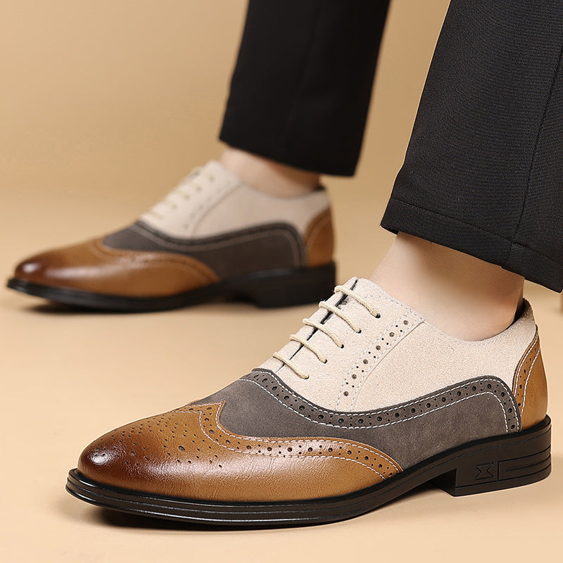 Leather and Suede Wingtip Brogue