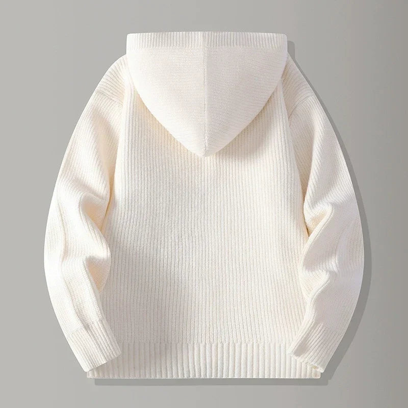Hooded Textured Knit Cardigan
