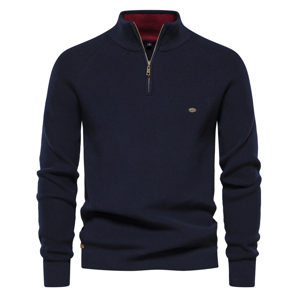 Cotton-Blend Crew Neck Sweater