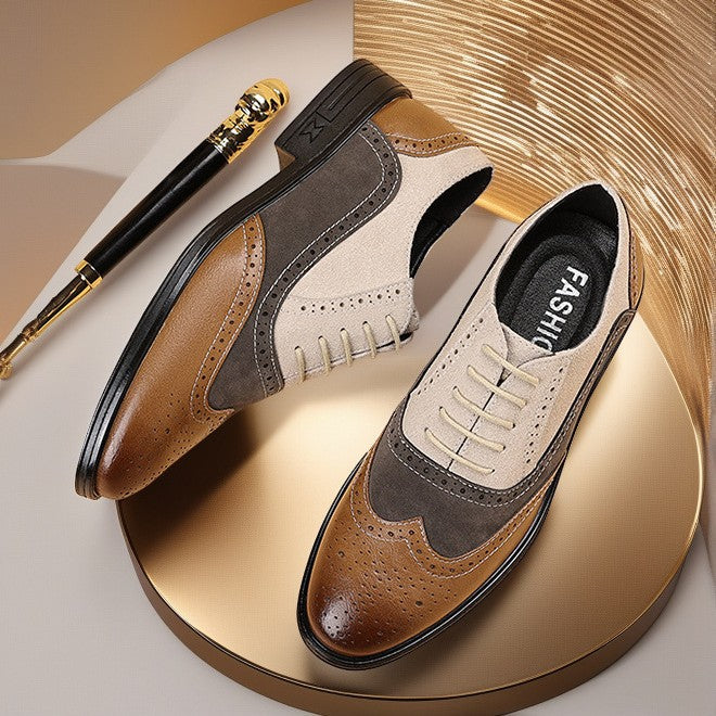 Leather and Suede Wingtip Brogue